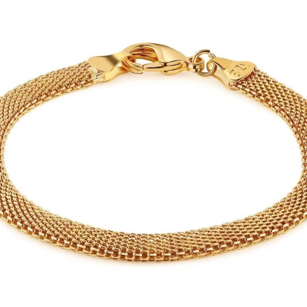 18k Gold Plated Mesh Chain Bracelet - Picture 3 of 3